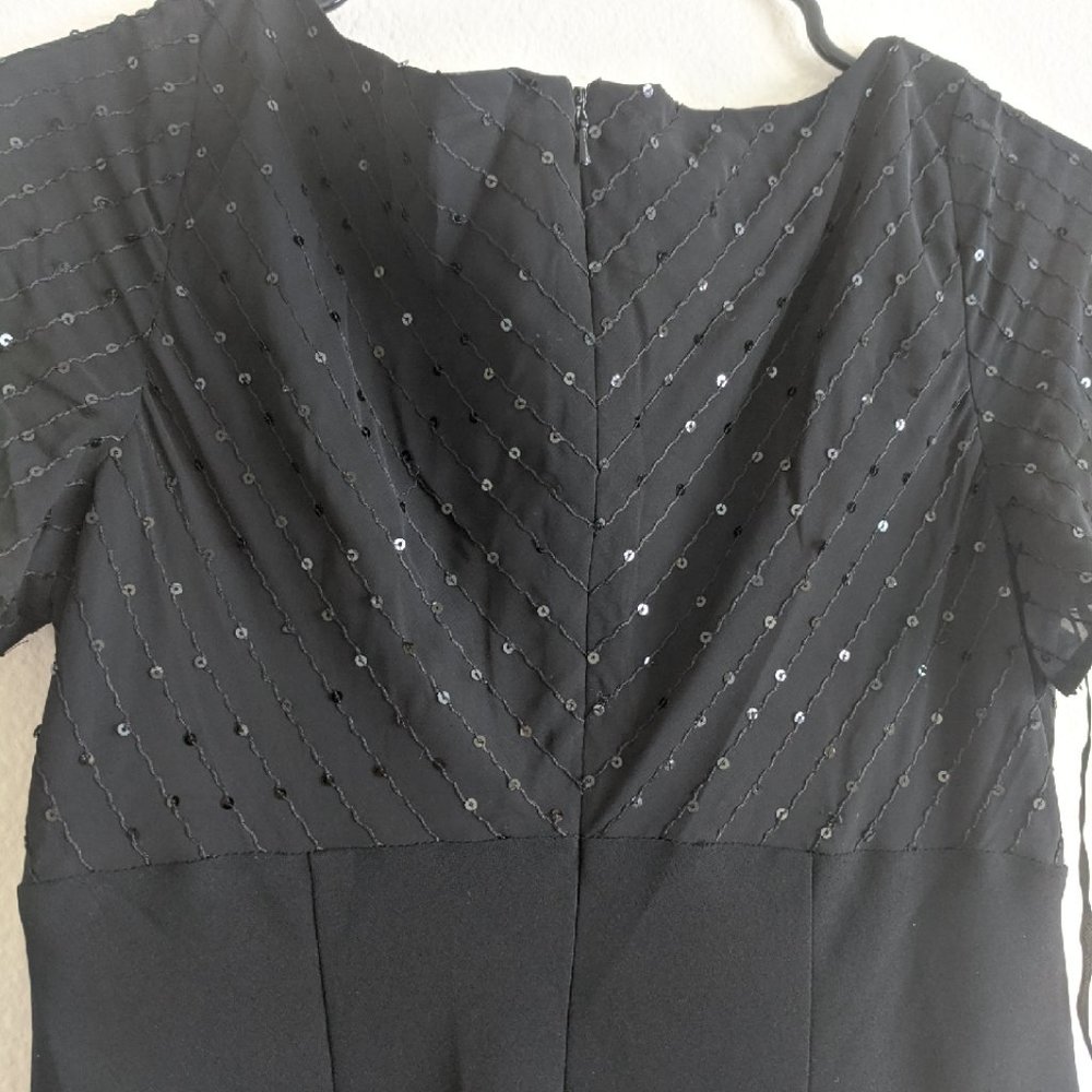 Evan Picone V Neck Night Black Dress 10P - Picture 6 of 8
